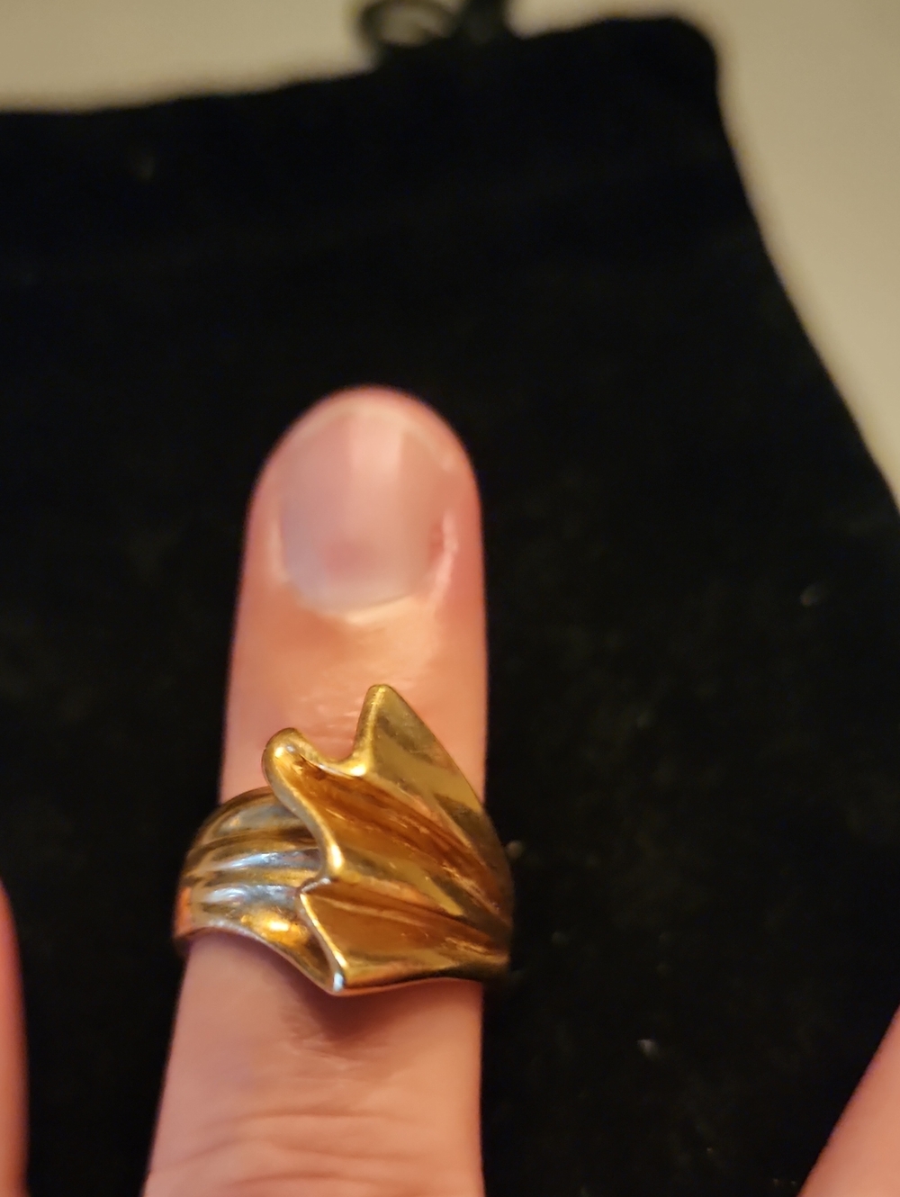 Gold Tone Sculptural Statement Ring